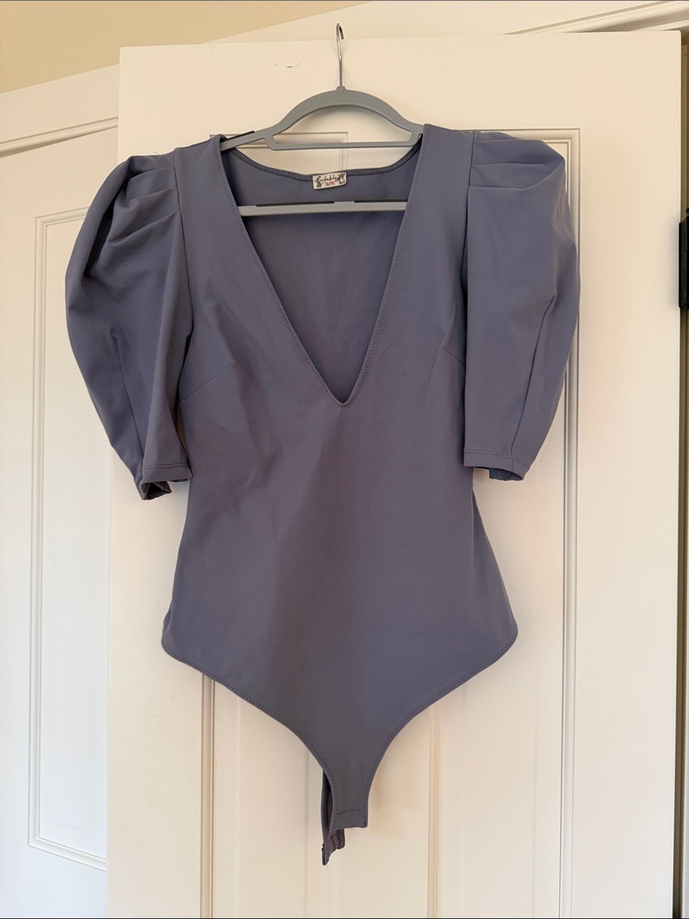Puff-Sleeve V-Neck Bodysuit in Wisteria (Women's)